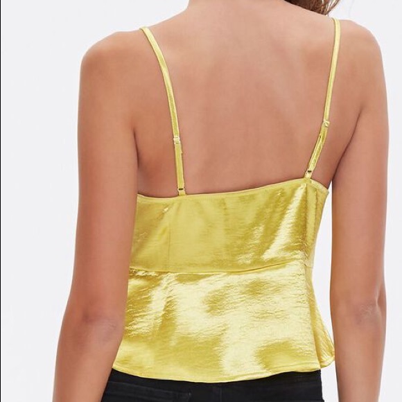 NWT Satin Flounce Bow Cami in Citron, small - Picture 3 of 7